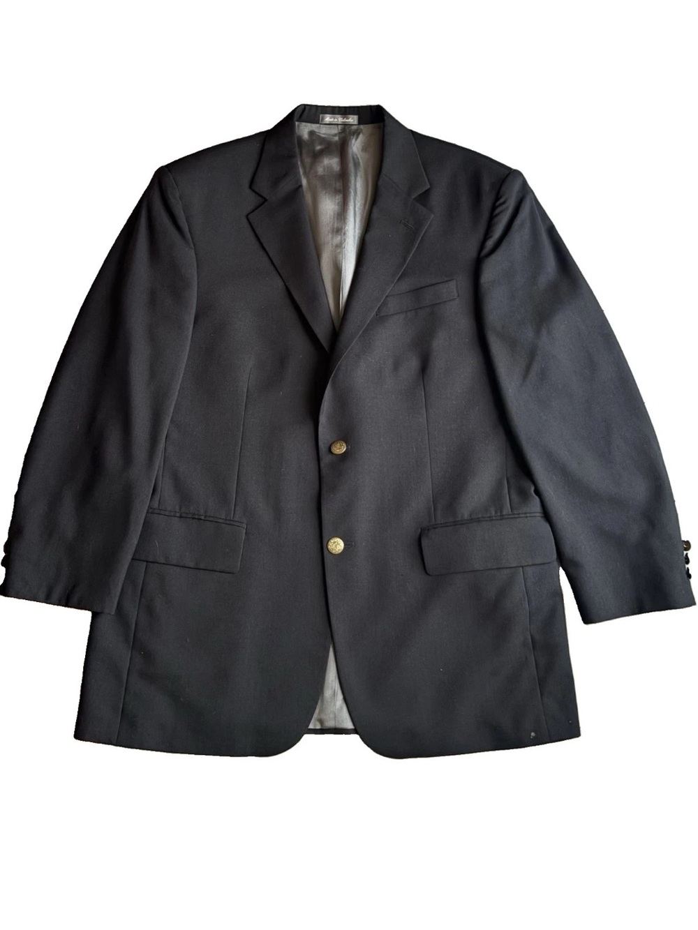 VTG OSCAR DE LA RENTA 43R Sport Coat Blazer BLK Gold Crest Buttons Ventless
90s